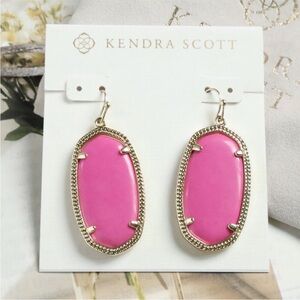 Kendra Scott Danielle Gold Statement Earrings Magenta Pink NWT